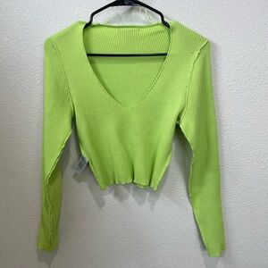 Sincerely Jules Lime Green Ribbed Crop Top